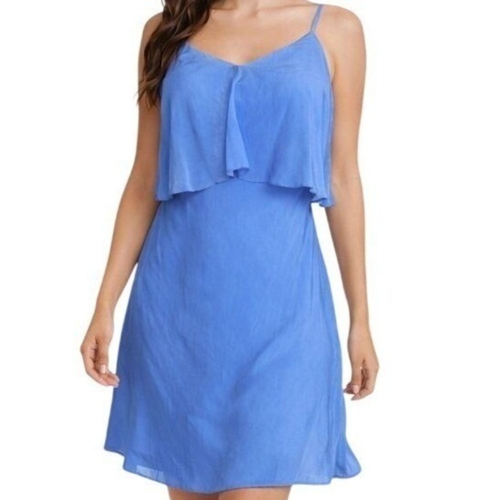 DVF Diane von Furstenberg 100%‎ Silk Slip Dress Blue Ruffle Luxury Whimsygoth